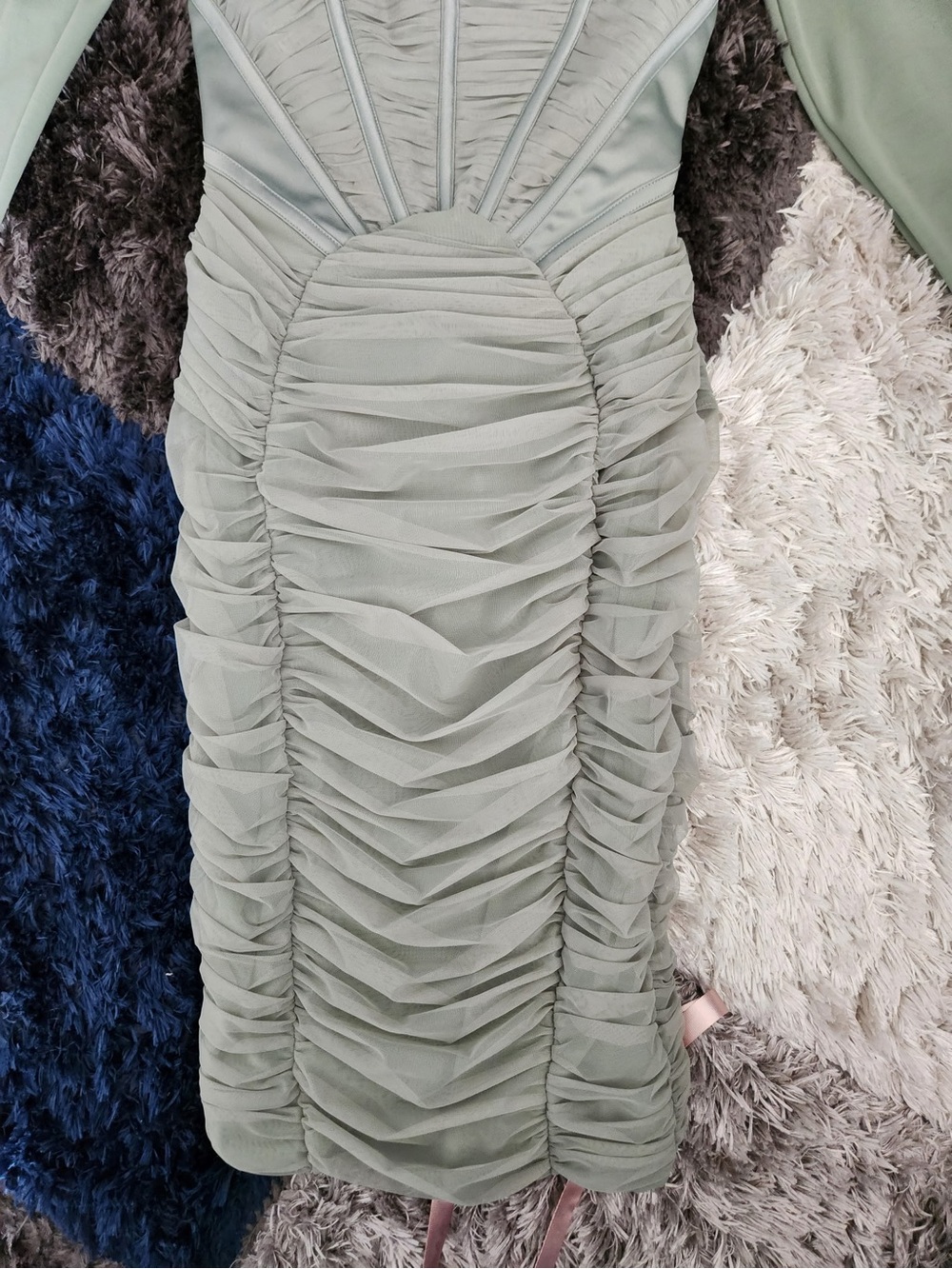 House of CB Sage Green Ruched Midi dress